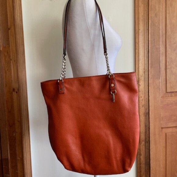 MICHAEL KORS Jet Set Large Chain Tote Orange - Picture 1 of 17